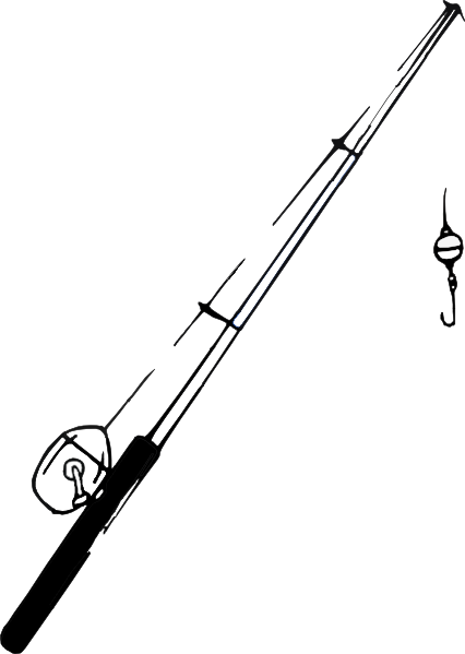 Fishing Pole B And W clip art - vector clip art online, royalty 