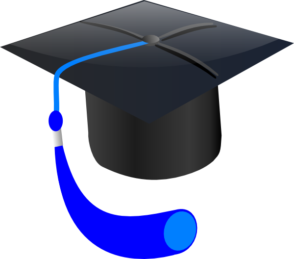 Blue Graduation Cap clip art - vector clip art online, royalty 