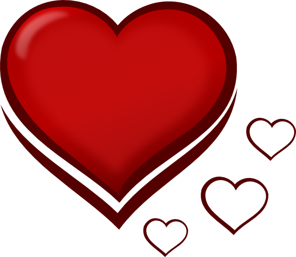 Red Stylised Heart With Smaller Hearts clip art Free Vector 