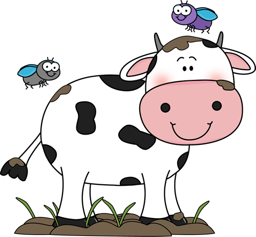 Cow in the Mud with Flies Clip Art - Cow in the Mud with Flies Image