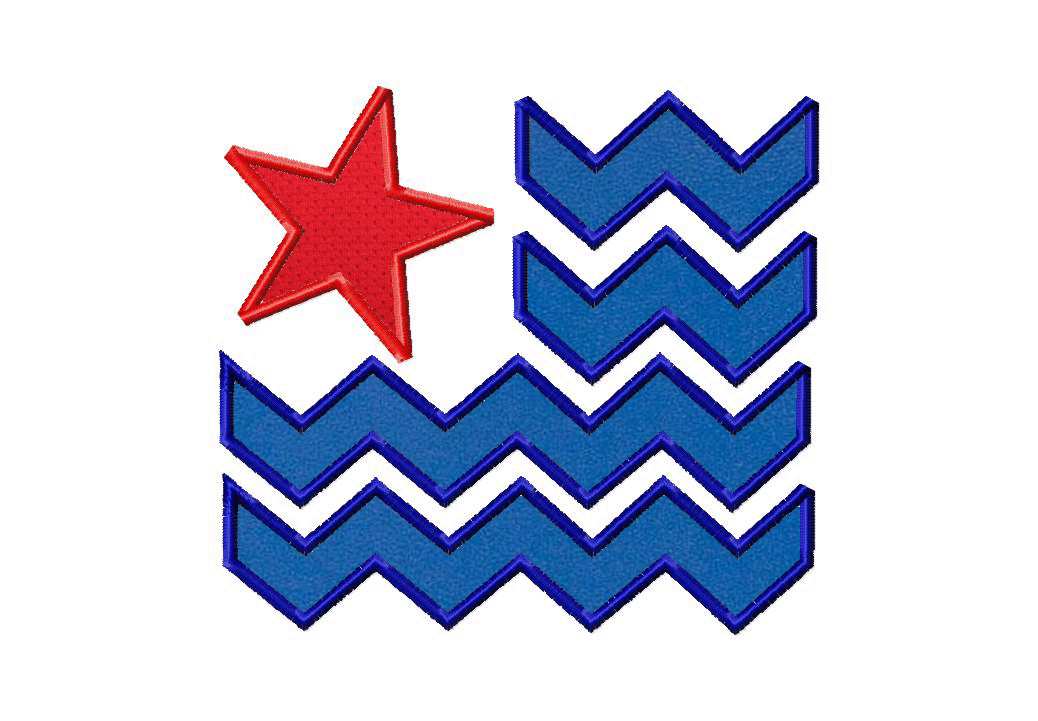 Wavey Chevron American Flag Machine Embroidery Design Includes 