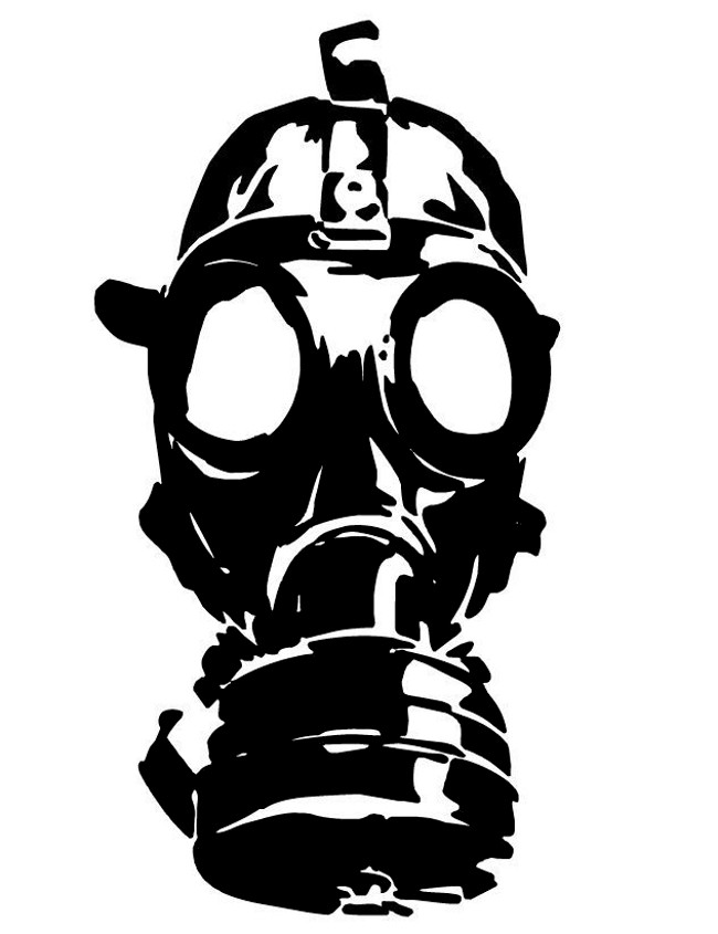 Zombie Face With A Gas Mask Decal