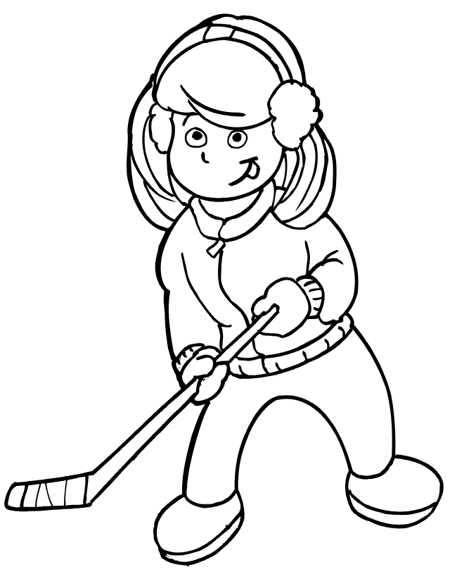 hockey black and white clipart