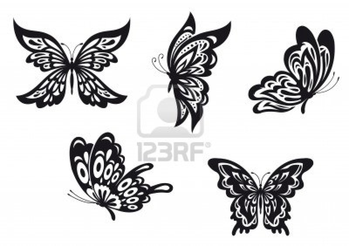 Lots Of Black Butterfly Tattoo Designs 
