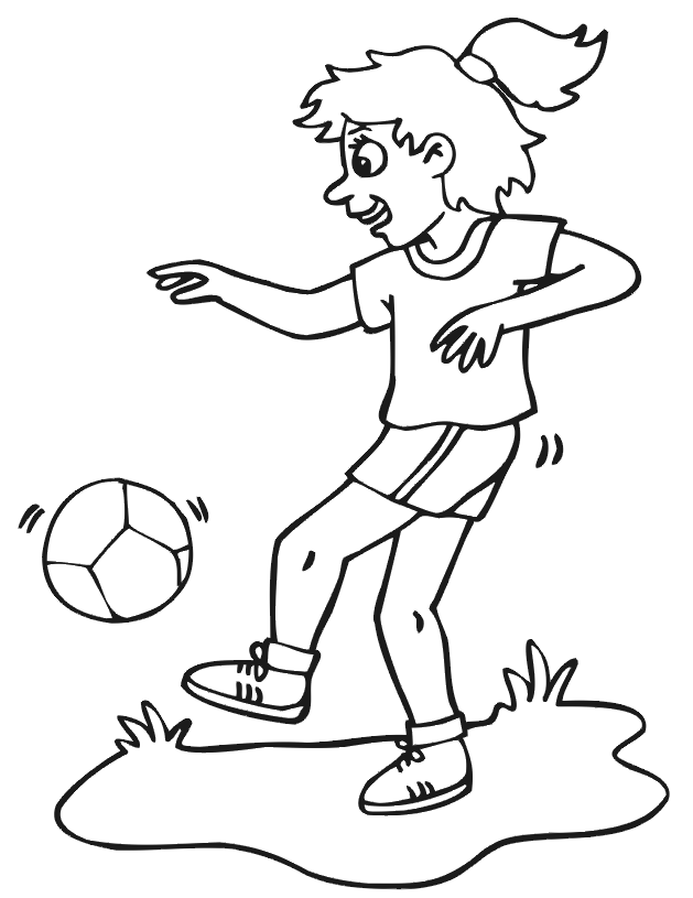 soccer coloring page happy girl player | thingkid.