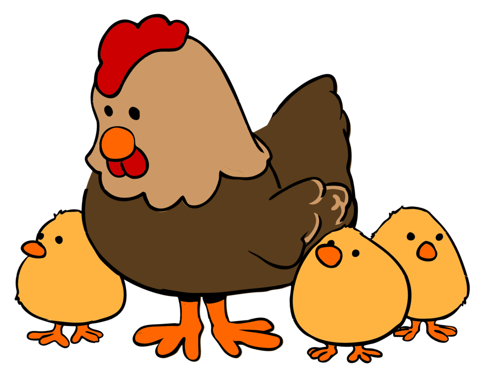 Public Domain Clip Art Image | Cartoon hen and chicks | ID 