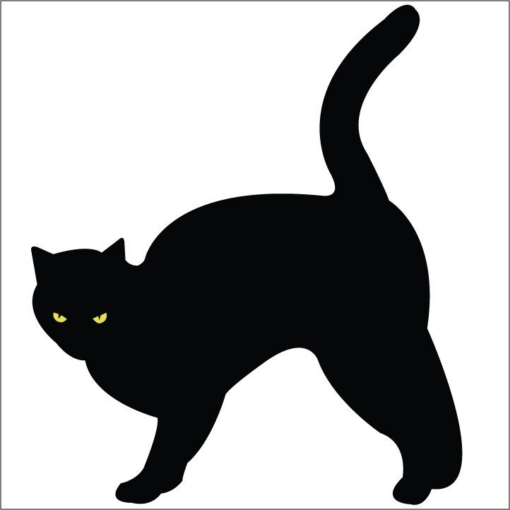 Halloween Black Cat Arched Back Silhouette Pattern