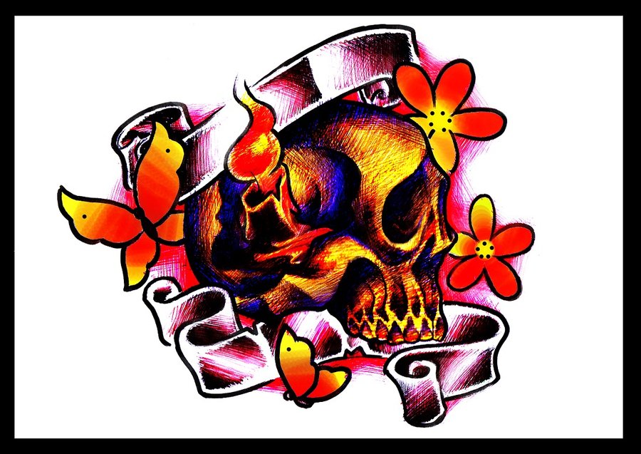 Skull tattoo design by thirteen7s on Clipart library
