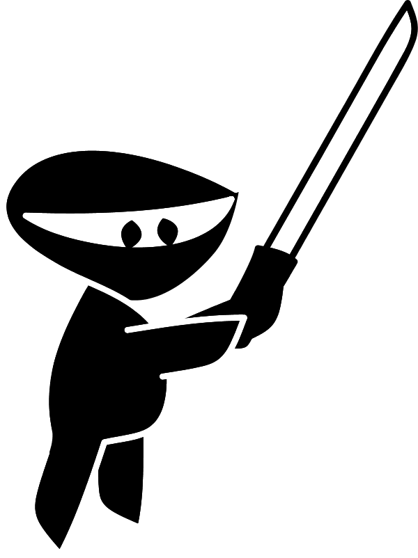ninja man attack mode cartoon - vector Clip Art