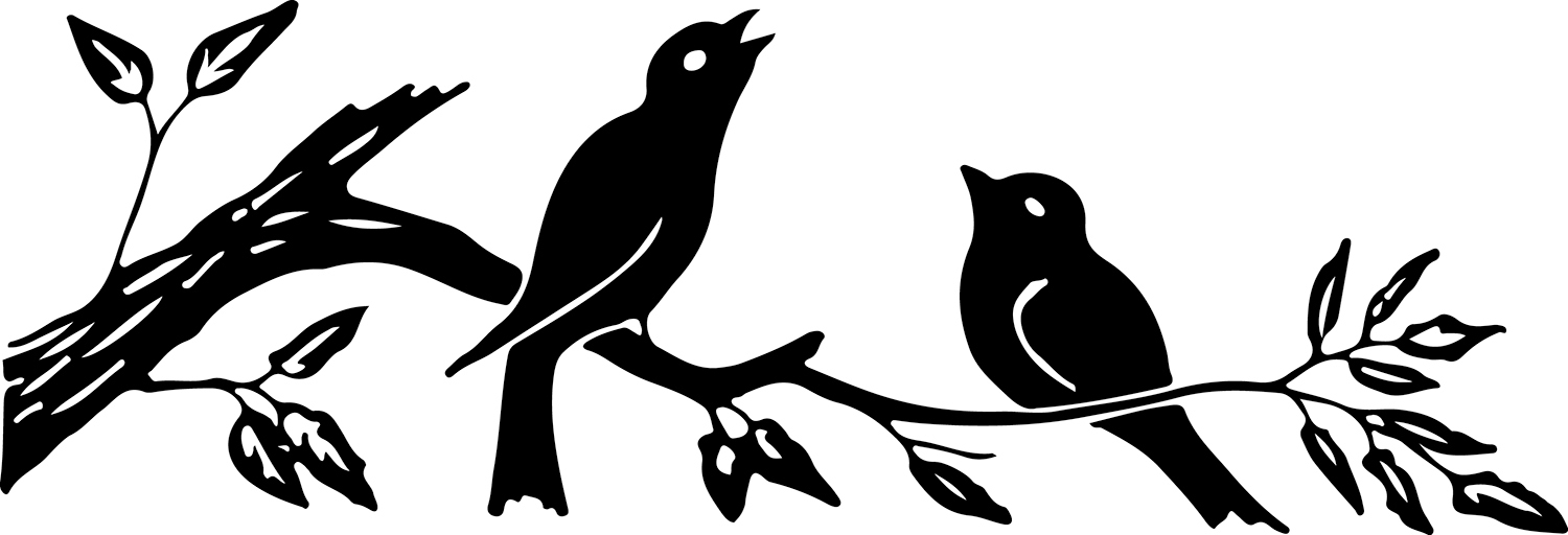 Silhouette Images Birds on Branch - 3 Colors - The Graphics Fairy