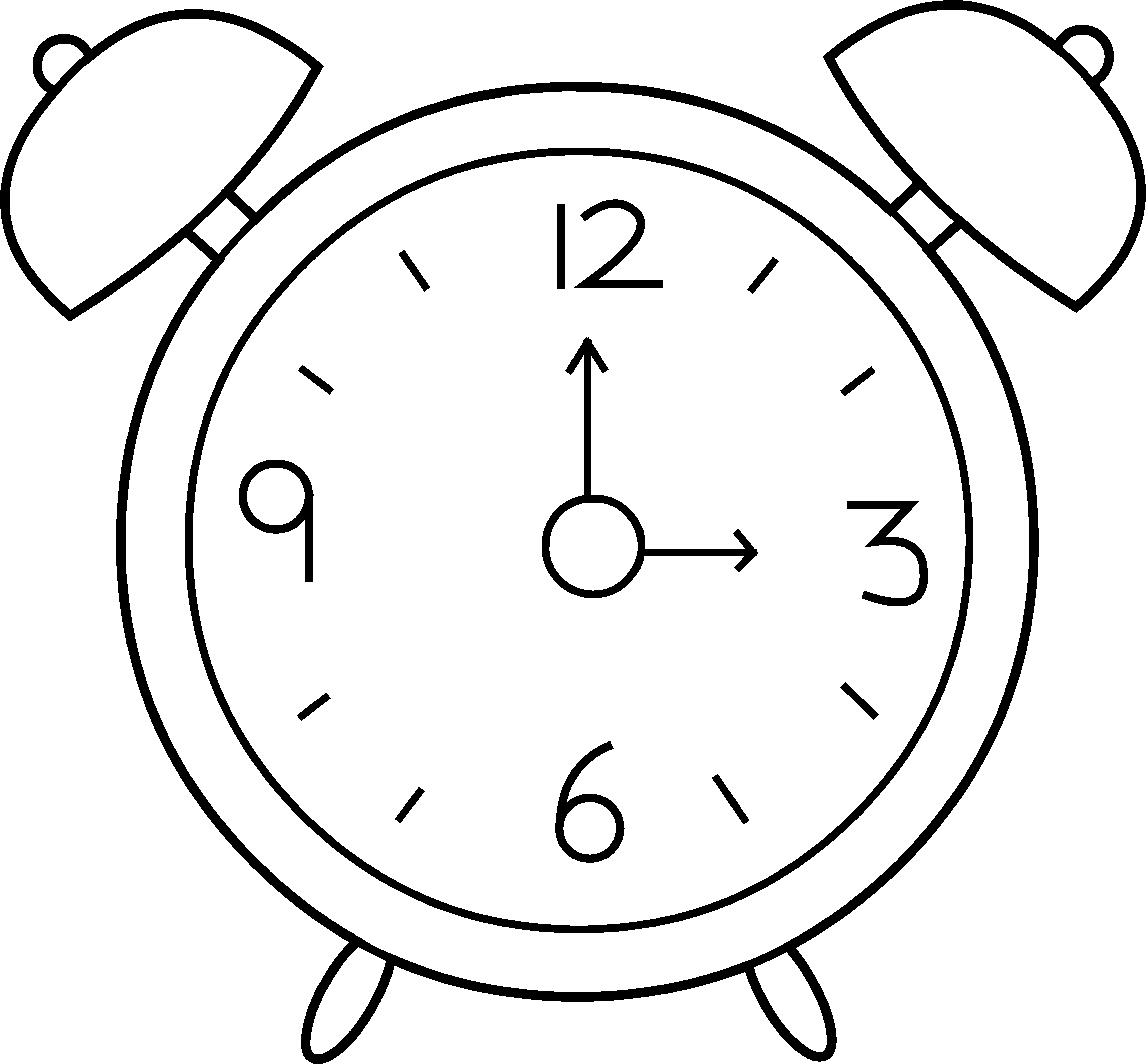 Alarm Clock Line Art - Free Clip Art