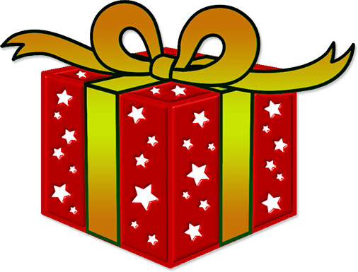 Free Christmas Clipart - Present with Golden Ribbon
