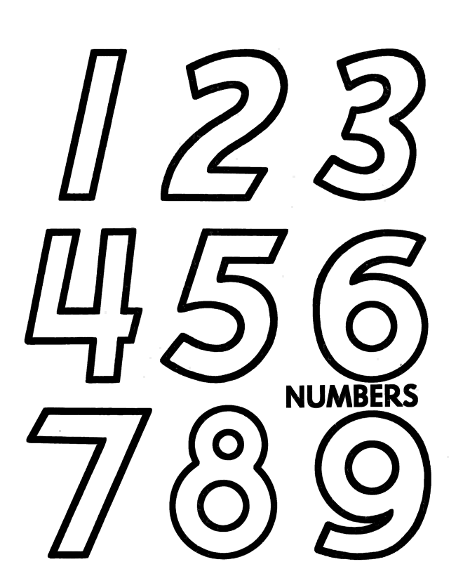large numbers Colouring Pages