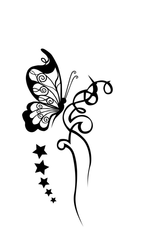 Black And White Butterfly Tattoos Designs