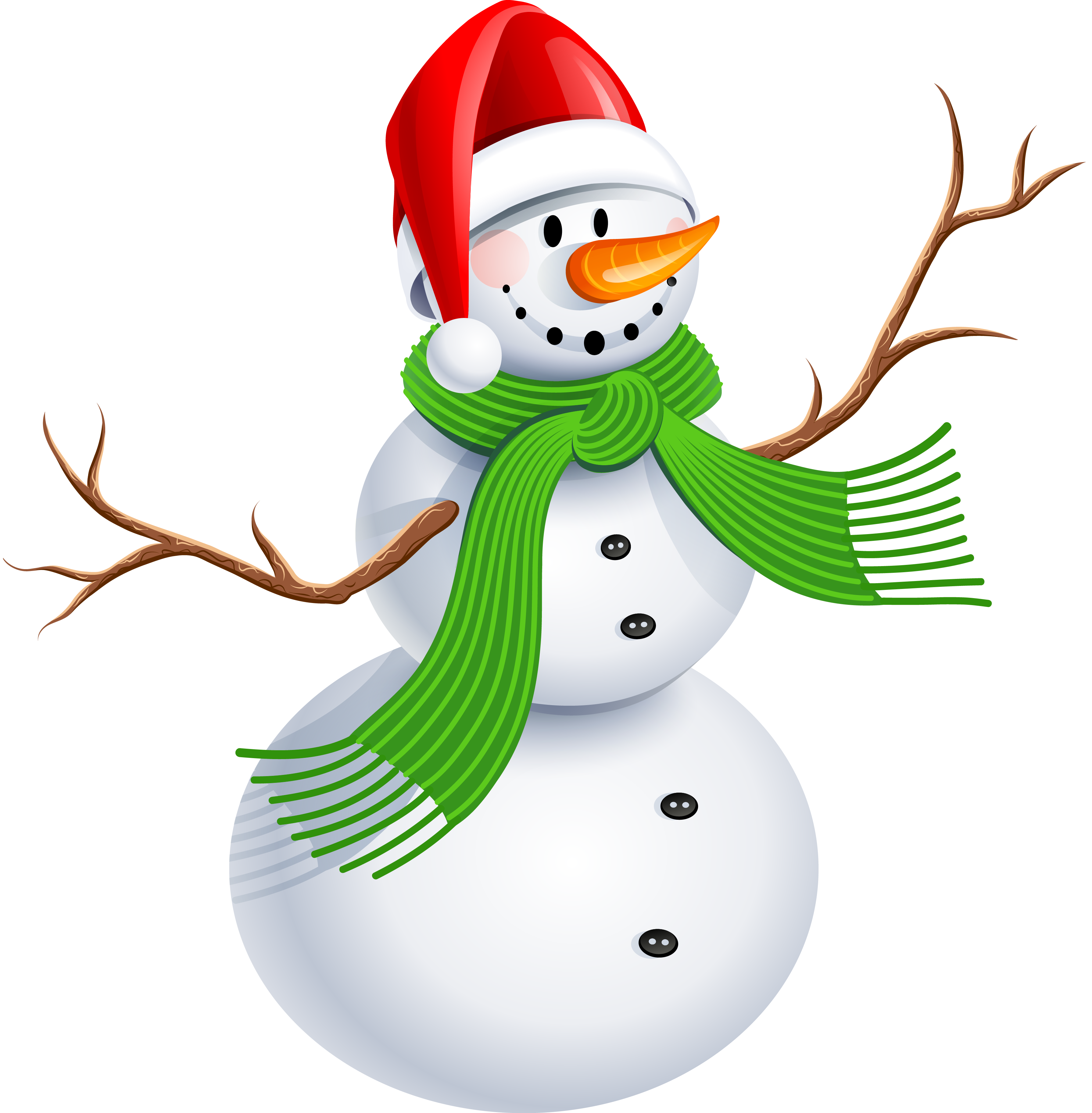 Snowman with Green Scarf PNG Clipart Picture
