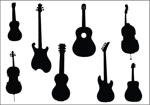 Guitar Silhouette Clipart Graphics - Silhouettes Clip 