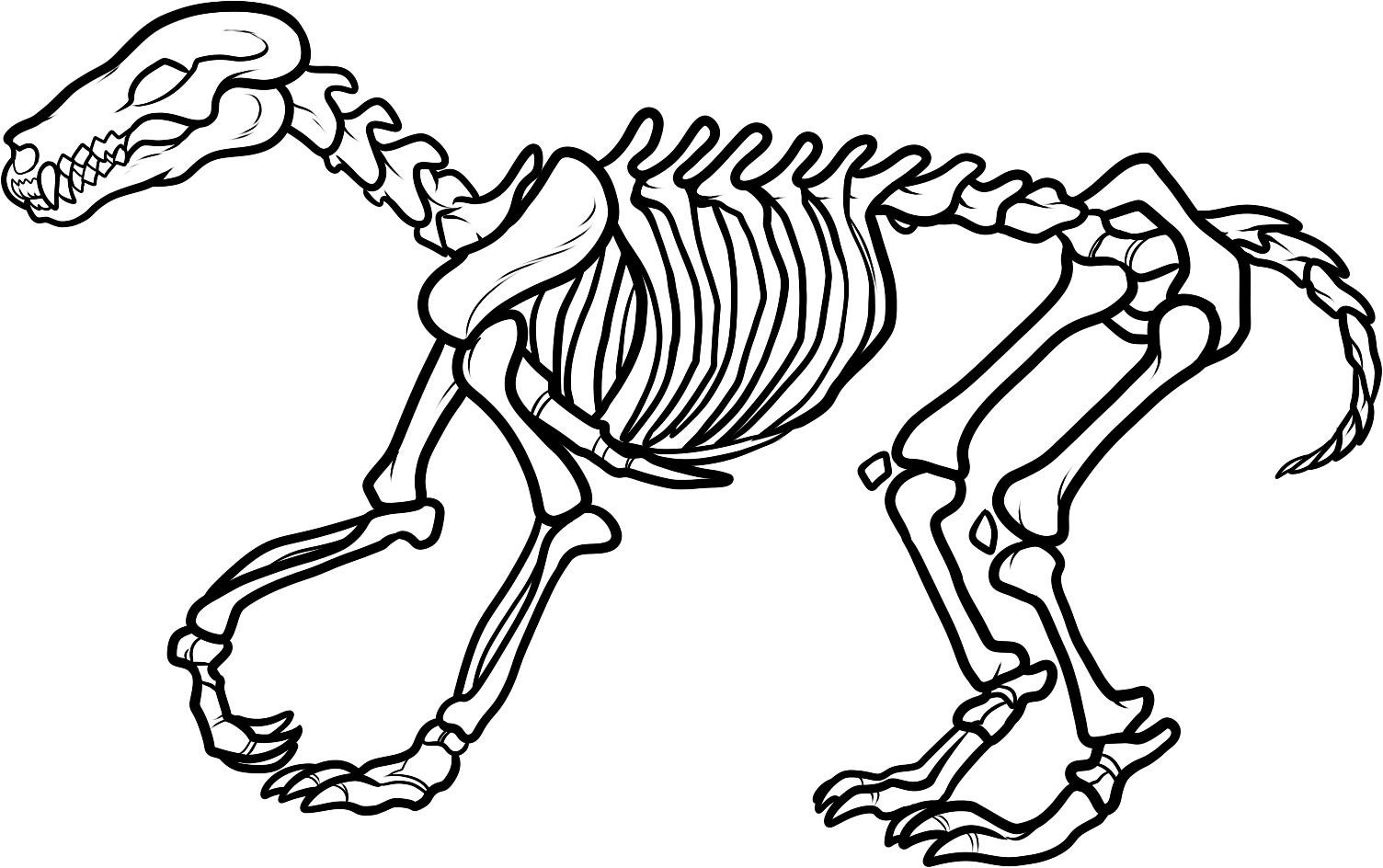 Dinosaur Skeleton Coloring Page Kids Printable Coloring Sheet 