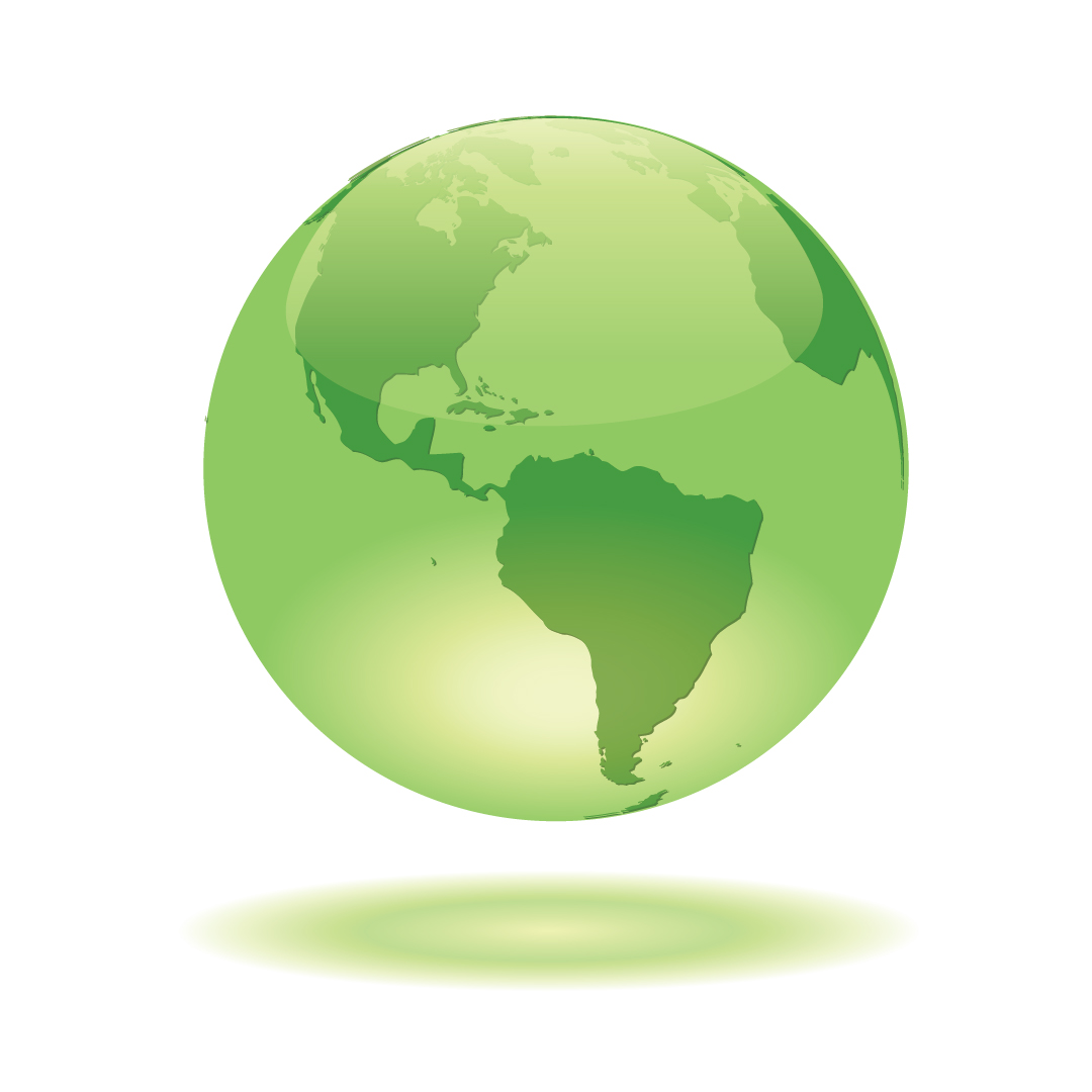 Free Globe Vector - Green glass globe glowing on white background