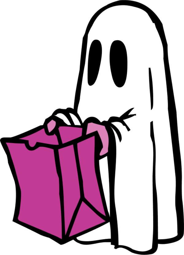 Ghost with bag colour - vector Clip Art