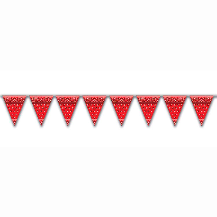 Country Western Red Bandana Pennants | Flags | Theme Party Decorations