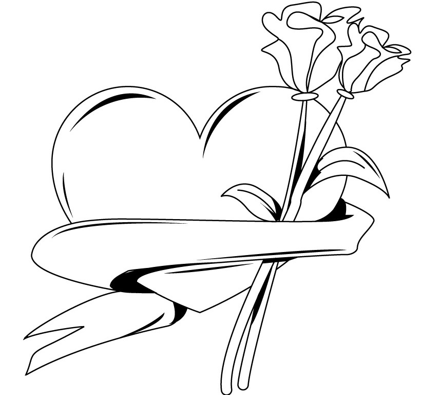 banner of heart Colouring Pages