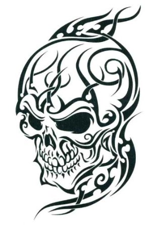 Back Tribal Skull Tattoos Designs