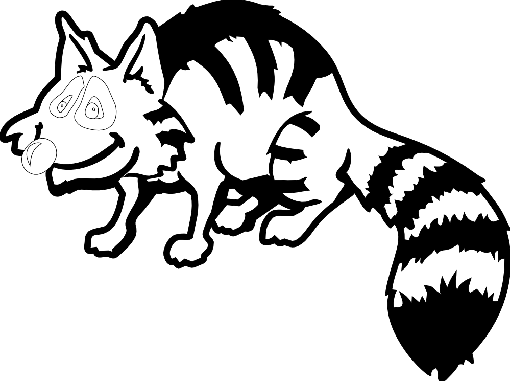 raccoon black white line tzunghaor hunky dory SVG colouringbook.