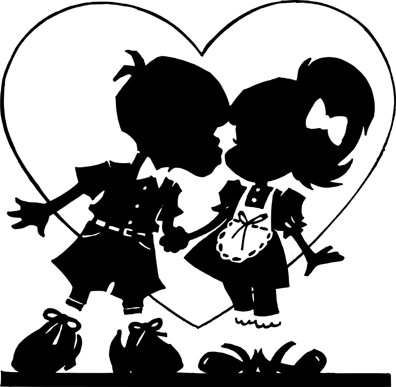 Free Valentine Silhouettes Clipart, 1 page of Public Domain Clip Art