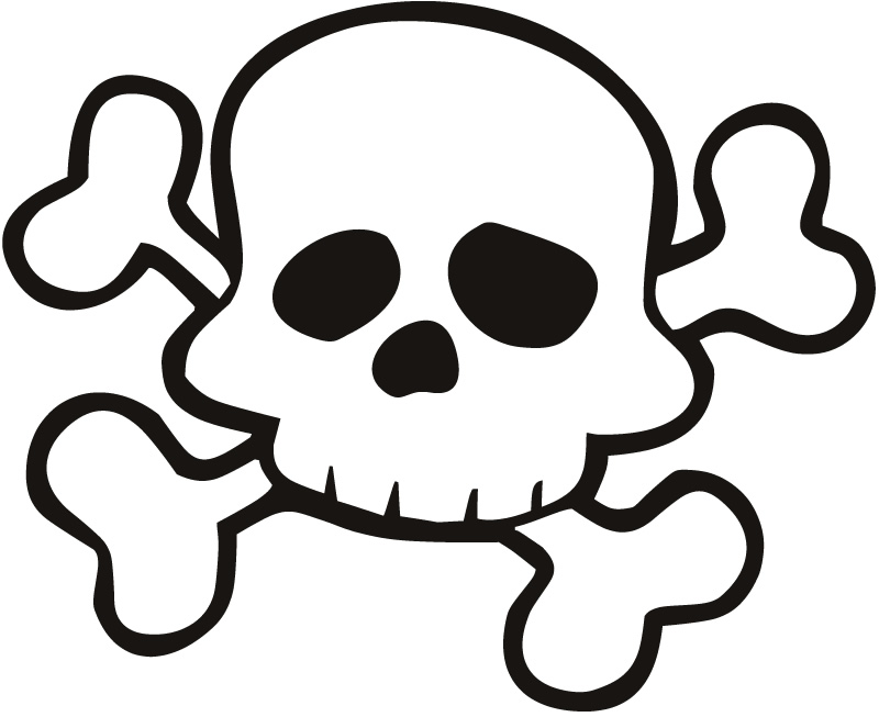 Skull and Cross Bones Outline Pirates Kids Nursery Wall Sticker 