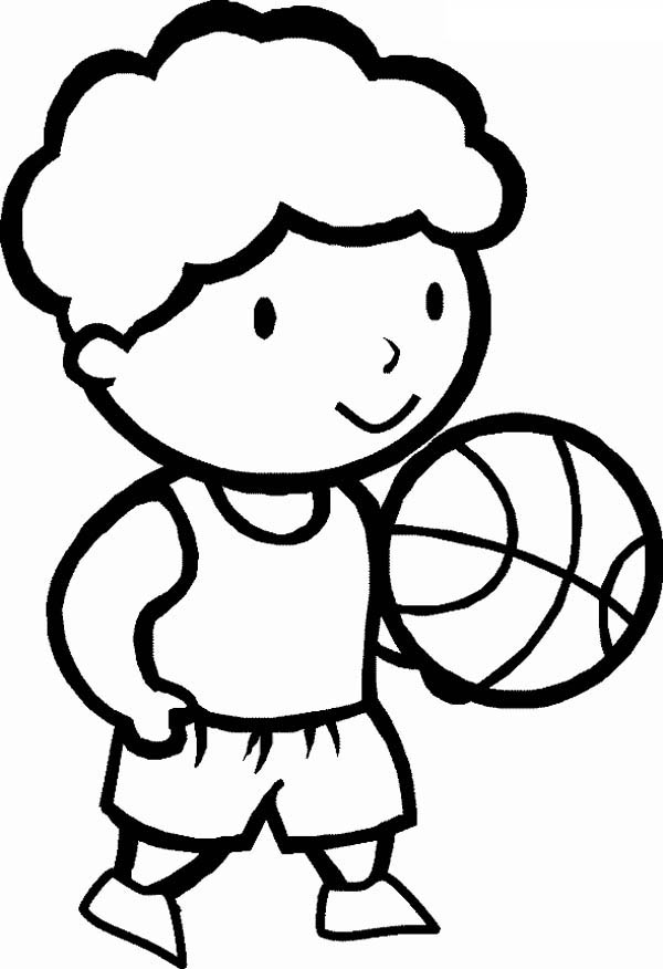 A Cute Little on His First Basketball Game Coloring Page - Free 