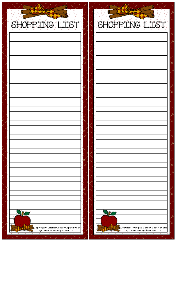 Recipe Cards, Shopping Lists, Gift Tags and To Do Lists to Print 