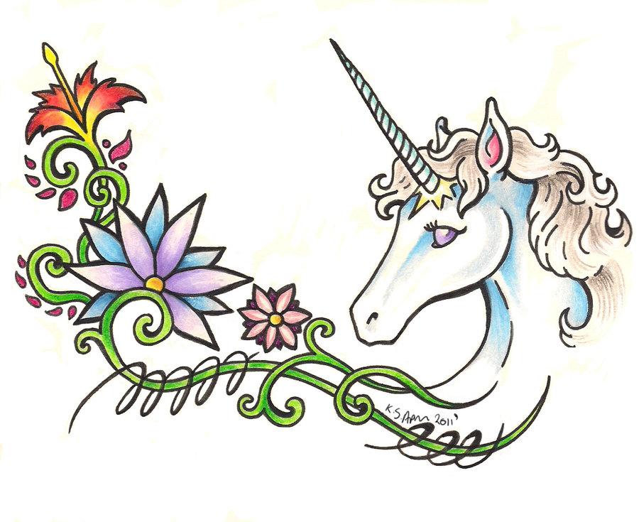 unicorn tattoo flash - Clip Art Library