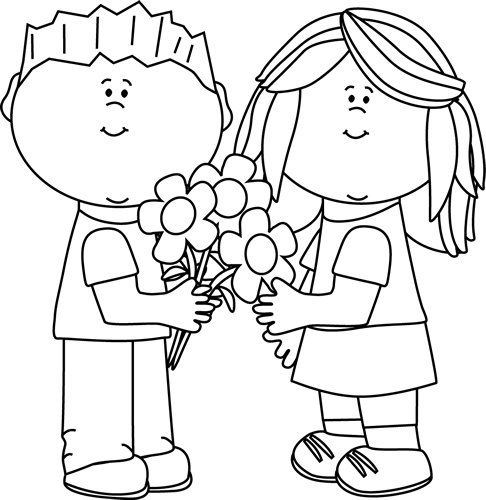 Black and White Kids with Valentine