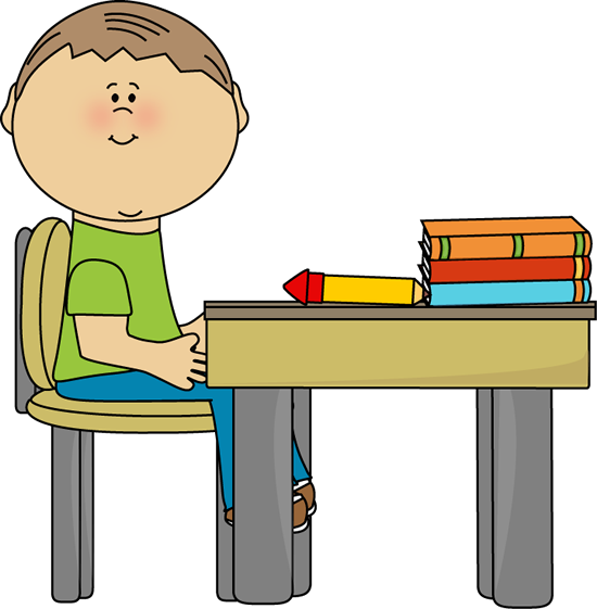 School Boy at School Desk Clip Art - School Boy at School Desk 