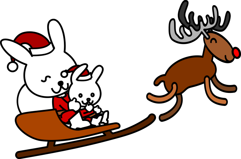 Santa Rabbit In Sleigh Clip Art Download