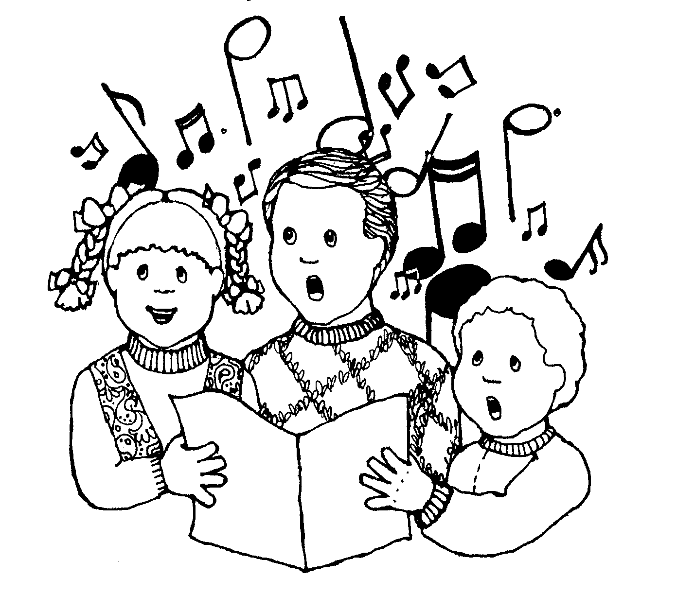 Black And White Clipart Of Children Singing
