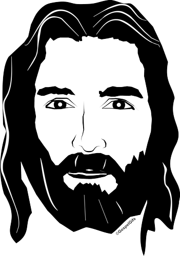 Original Free Christian Clip Art: Face of Jesus Christ in Black 