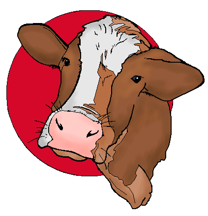 Cow Clip Art 5 - Cow Head on Red