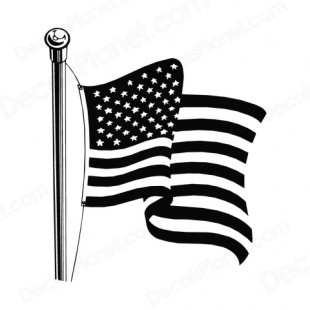 United States Waving Flag Black And White