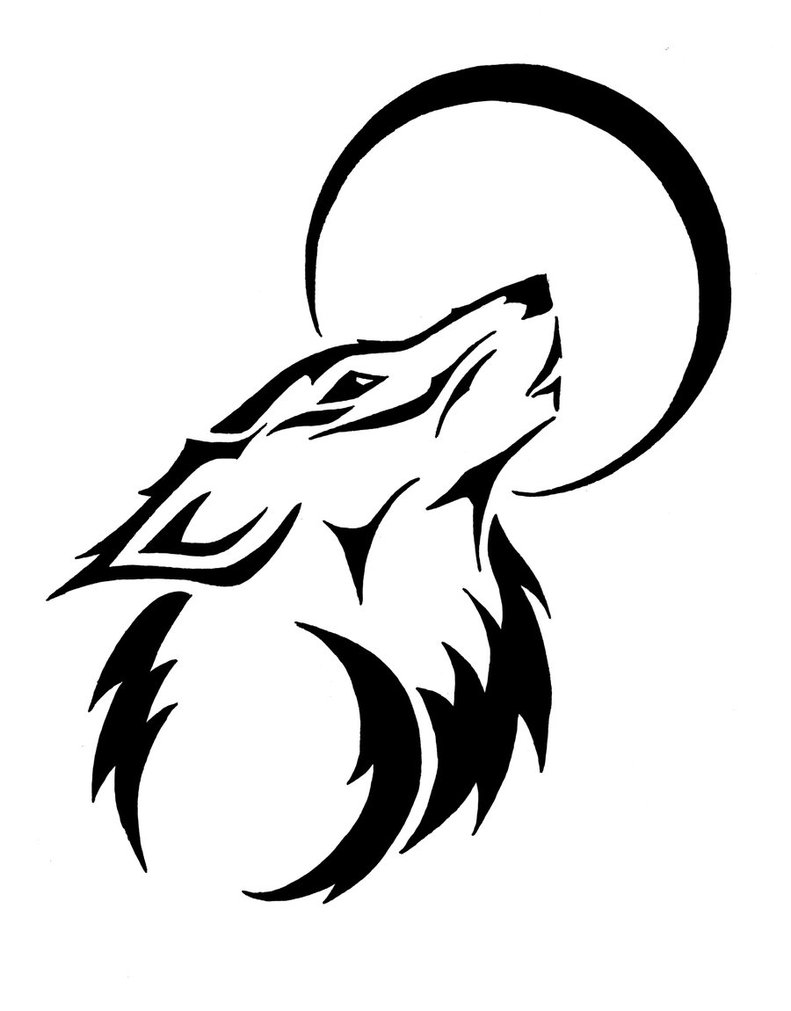 Pix For  Tribal Howling Wolf Drawing