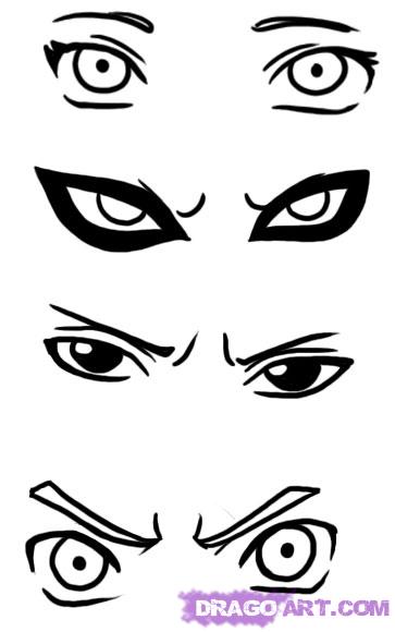 How to Draw Naruto Eyes, Step by Step, Naruto Characters, Anime 