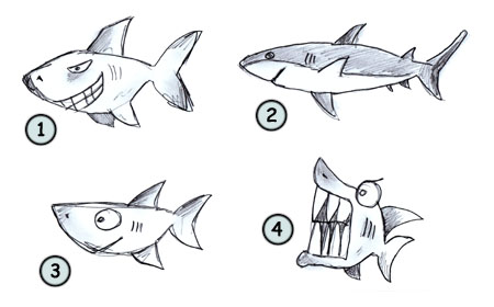 Drawing a cartoon shark