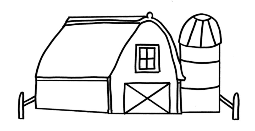 Farm Buildings Coloring Page