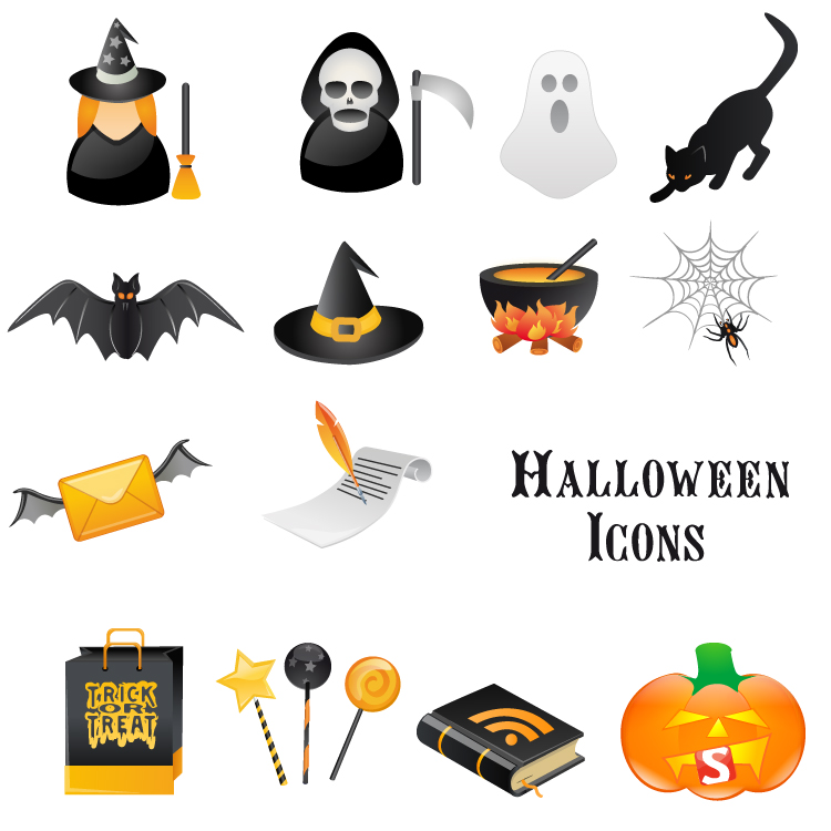 Halloween icon vector material Free Vector 