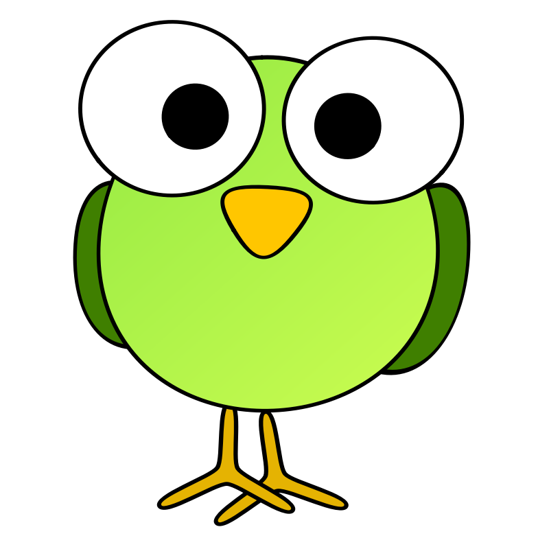 Clipart - Green googley-eye bird