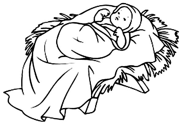 Baby Jesus Born in a Manger Coloring Page � Free  PrintableBaby 