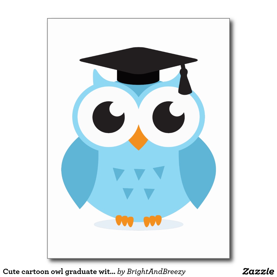 Cute cartoon owl graduate with mortarboard postcard | Zazzle