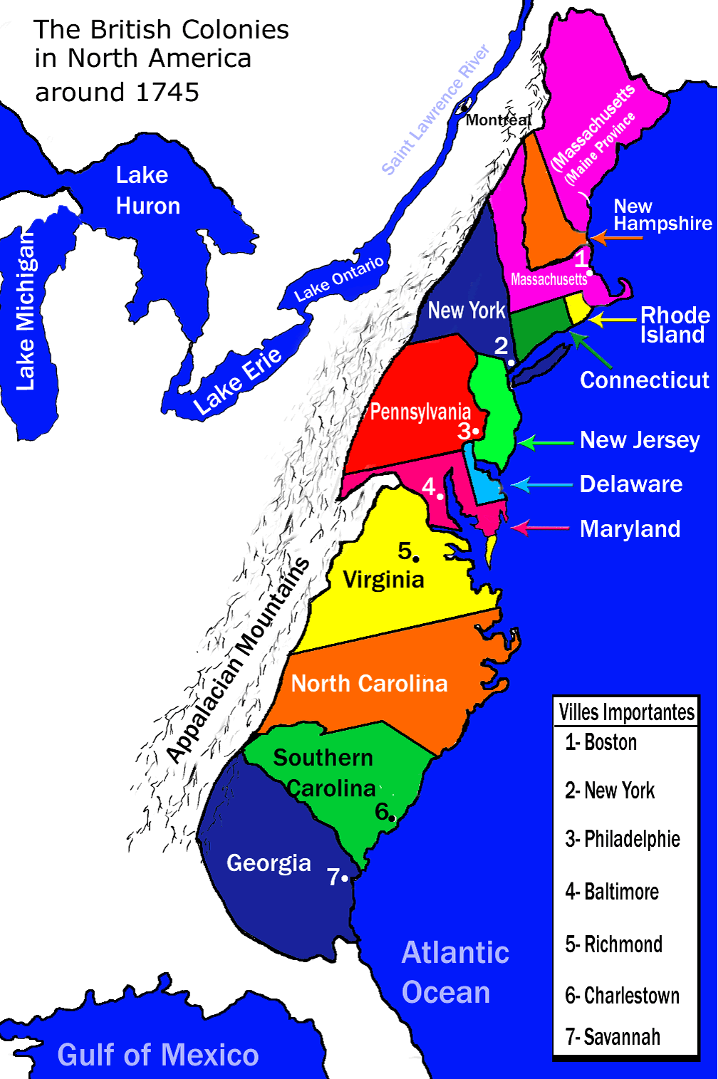 Appalachian Mountains Map 13 Colonies