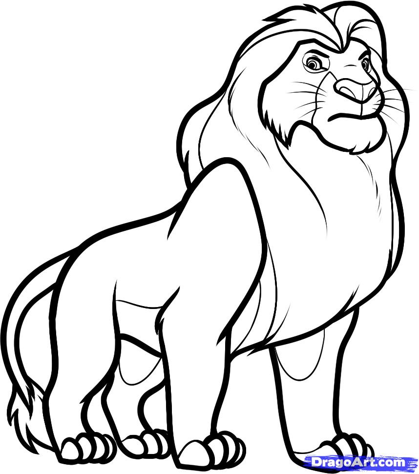 How to Draw Mufasa from Lion King, Step by Step, Disney Characters 