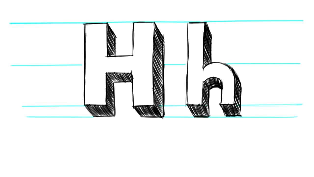 How To Draw 3d Letters H Uppercase H And Lowercase H In 90 Clip